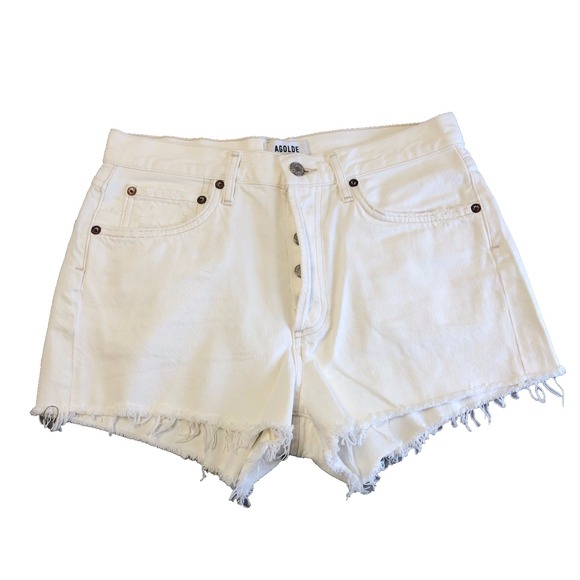 Agolde Pants - Agolde Parker Jean Shorts Womens 26 2 White Denim Cutoff Distressed Festival